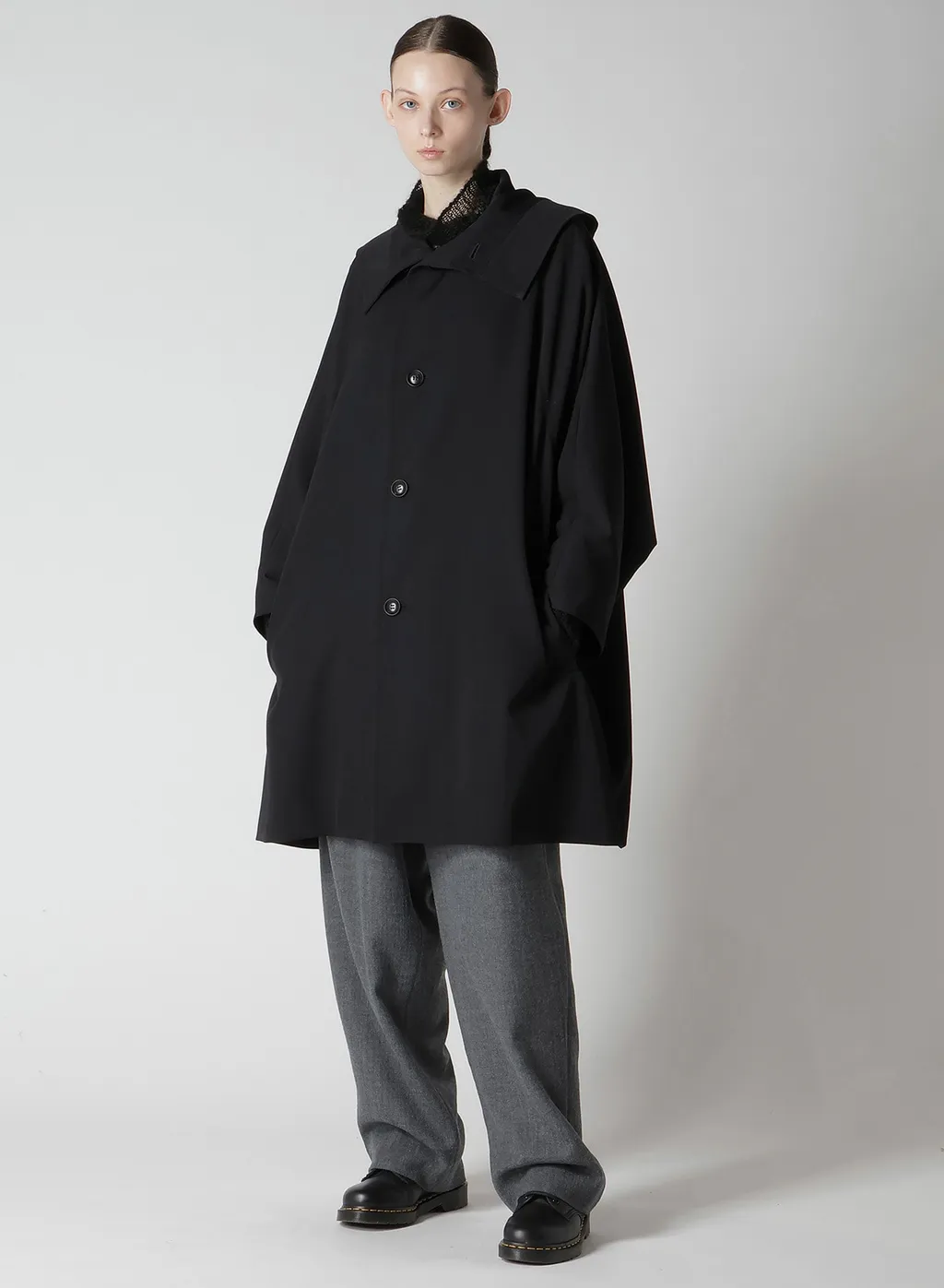 Wool Gauze Twill Tuck Wide Pants