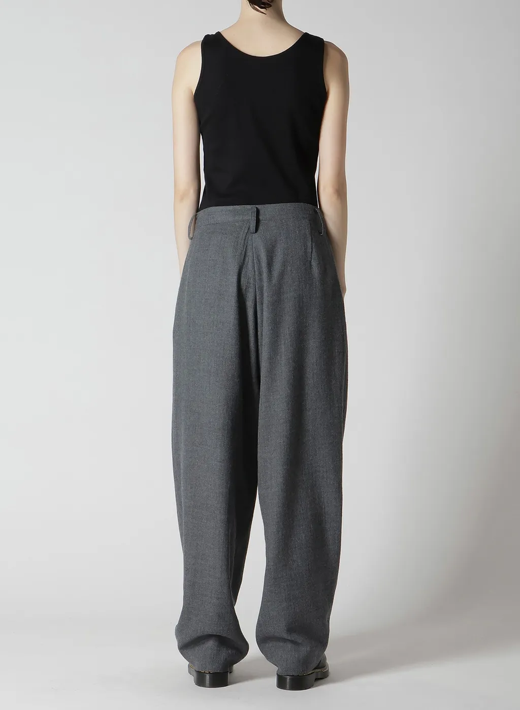 Wool Gauze Twill Tuck Wide Pants
