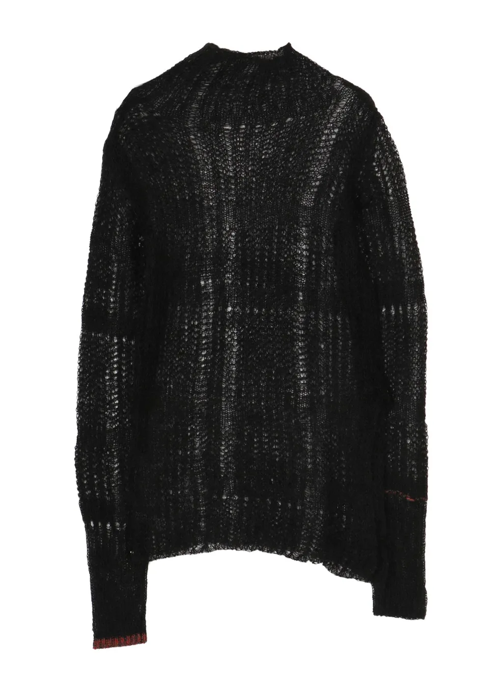 Sheer Plaid Asymmetric Long Knit