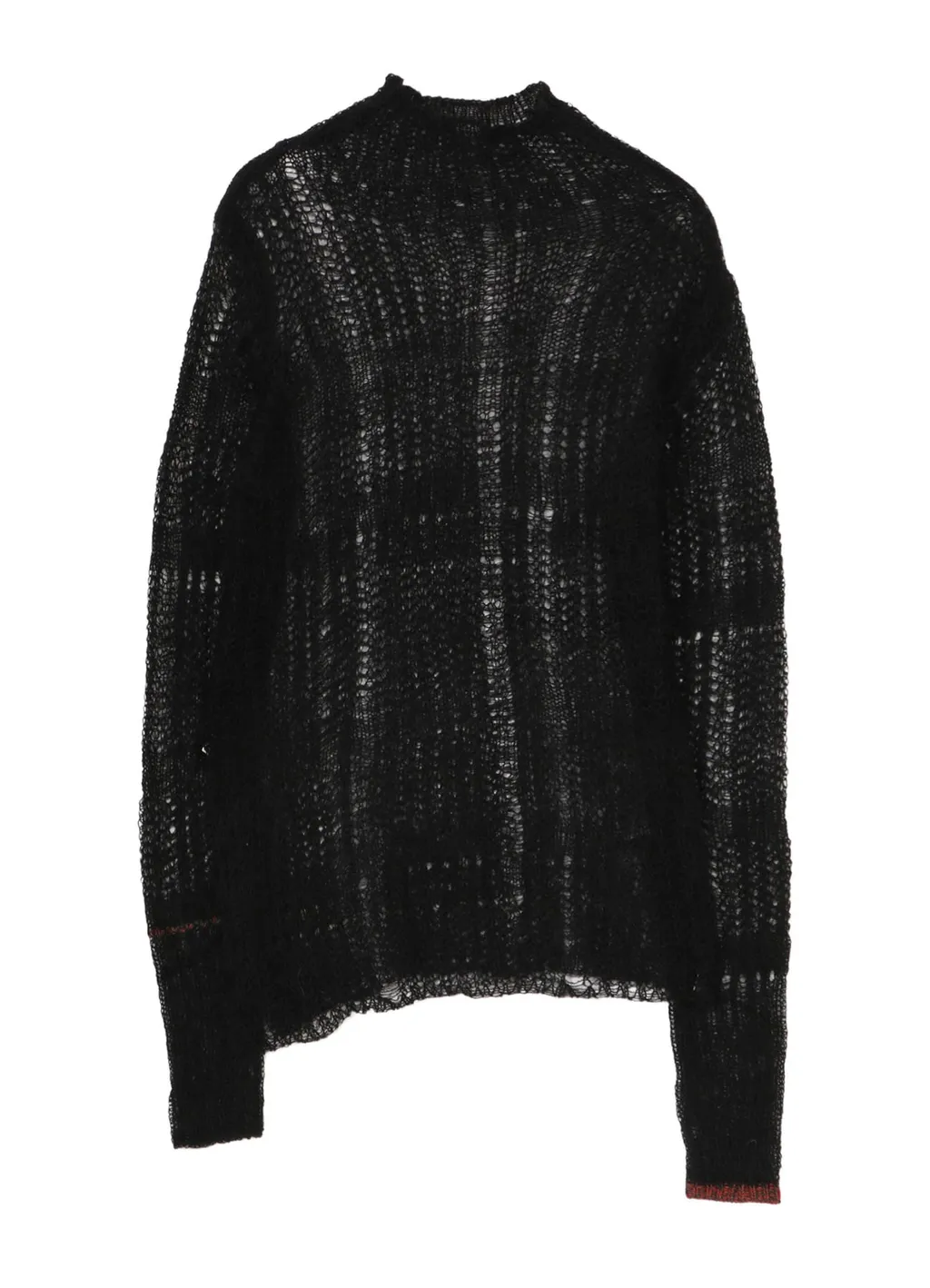 Sheer Plaid Asymmetric Long Knit