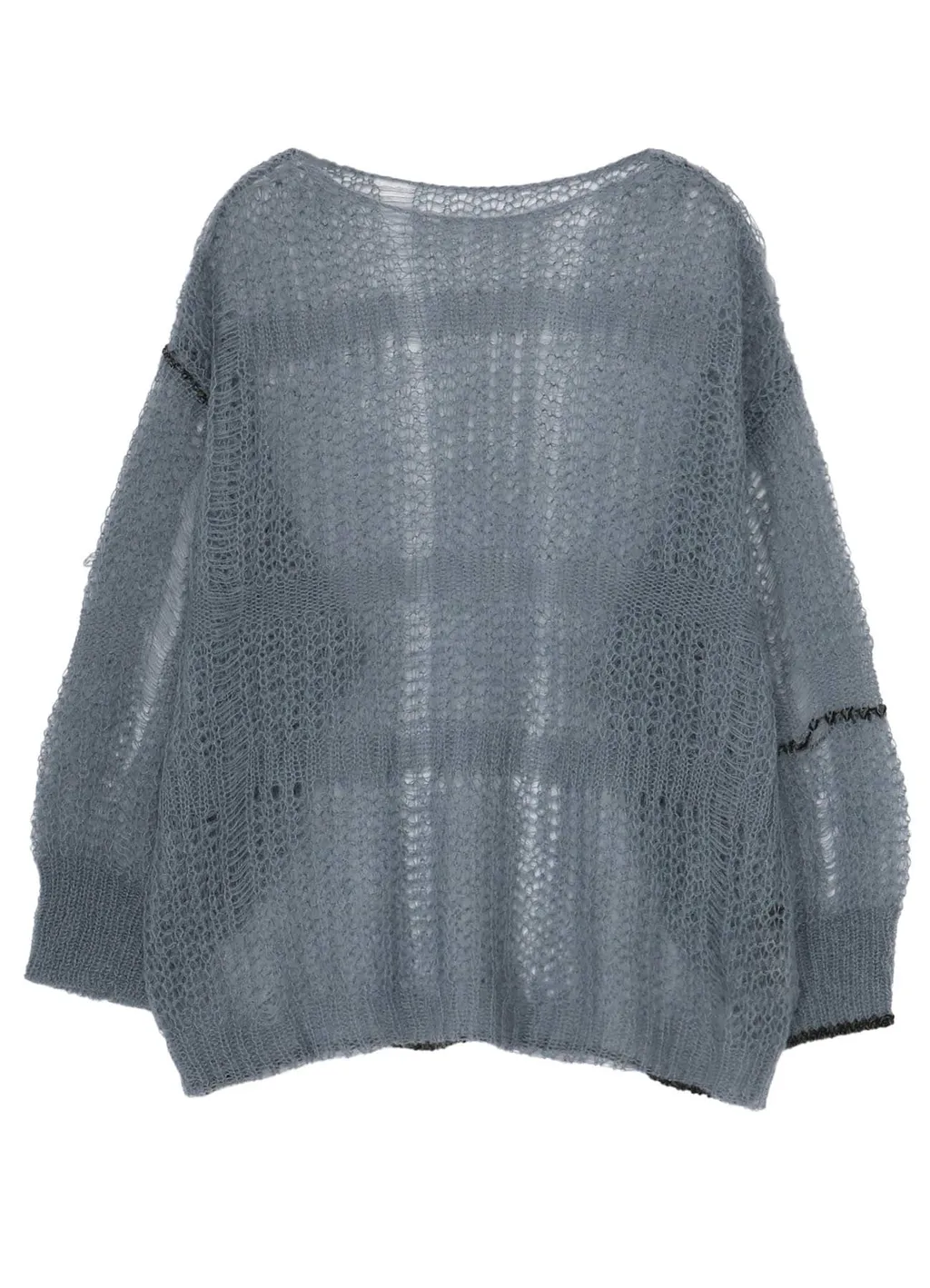 Sheer Plaid Boat Neck Knit