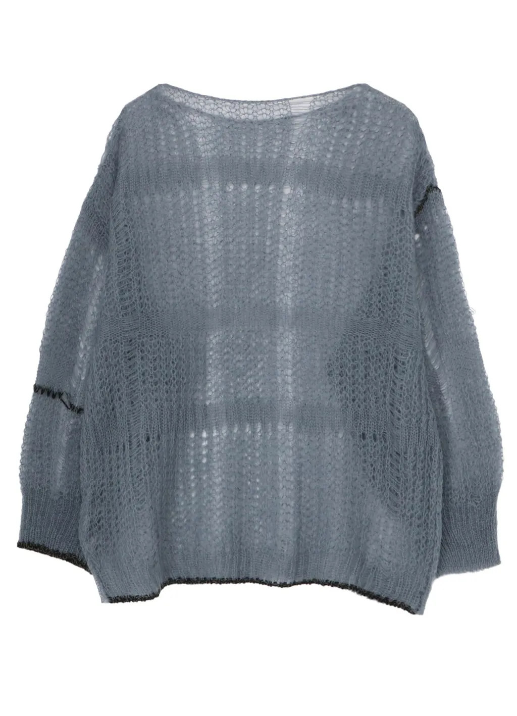 Sheer Plaid Boat Neck Knit