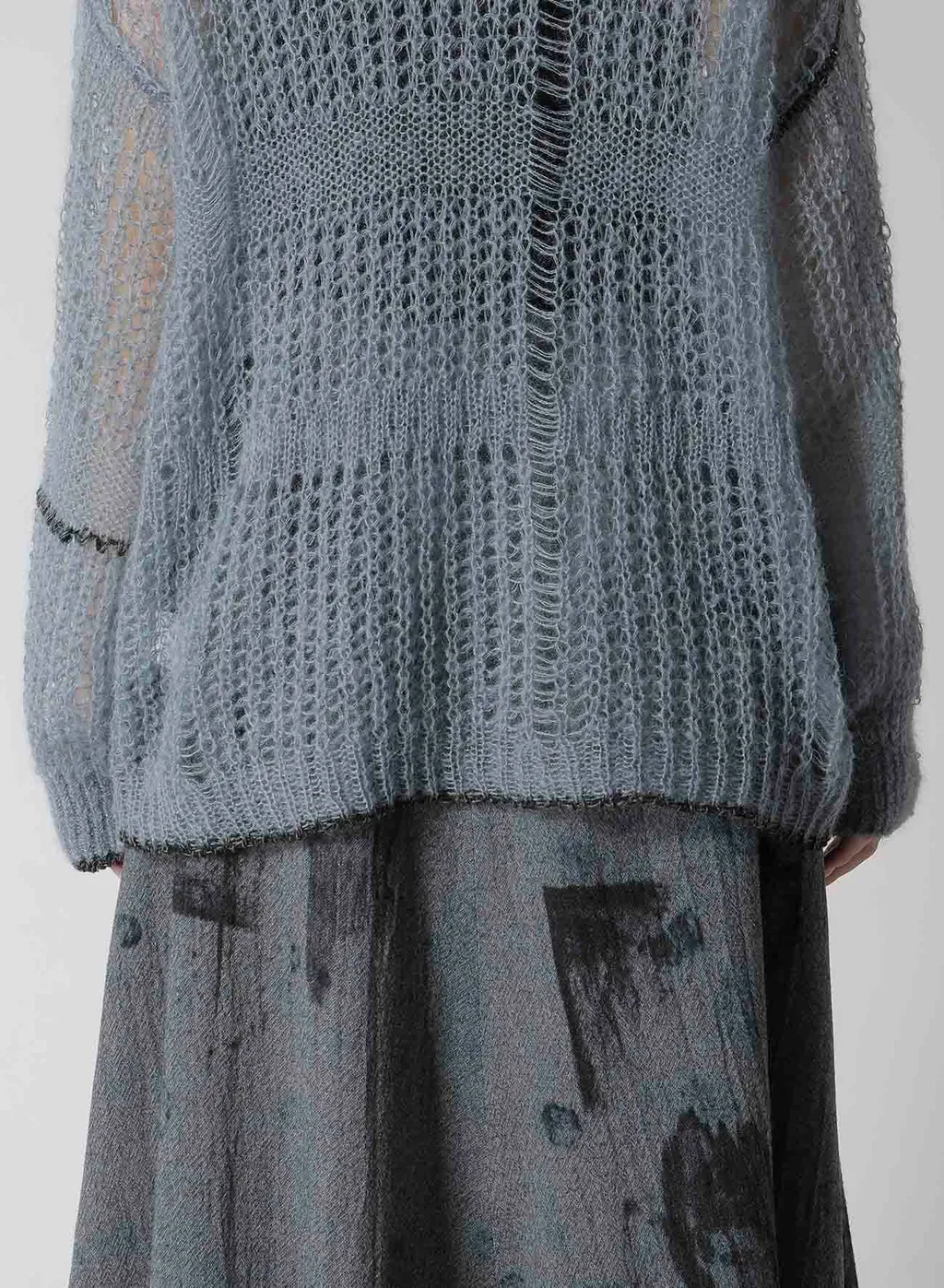 Sheer Plaid Boat Neck Knit