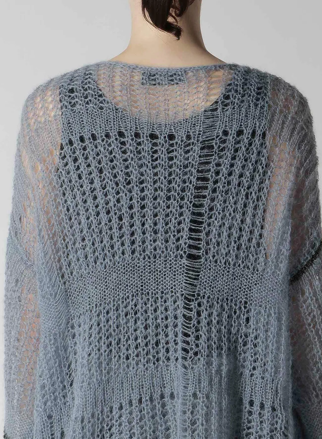 Sheer Plaid Boat Neck Knit