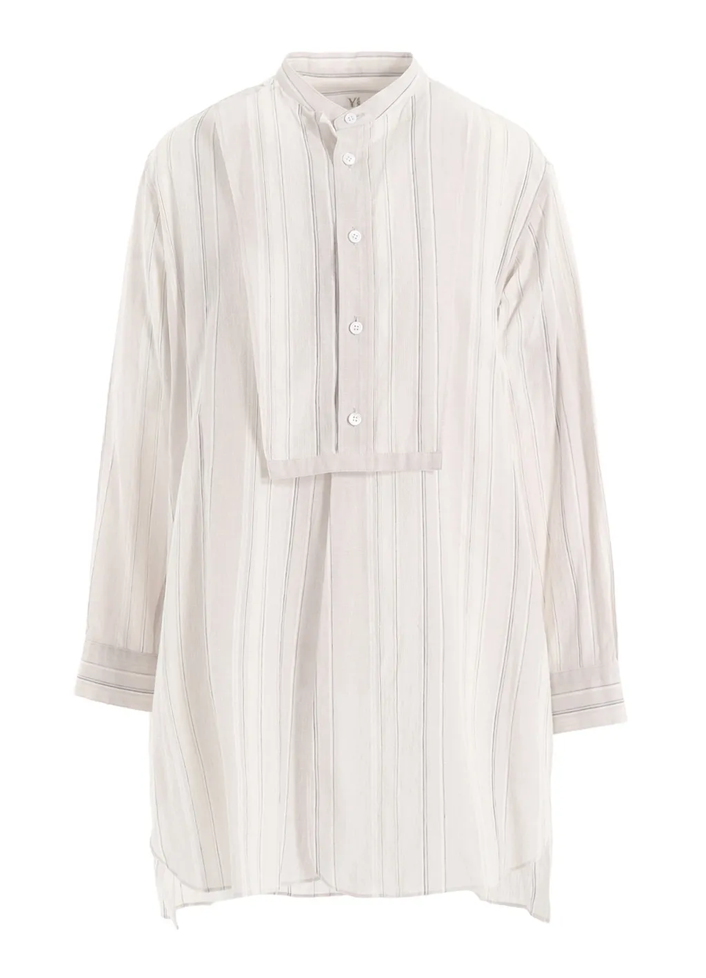 Stripe Shrink-Finish Front Cloth Blouse