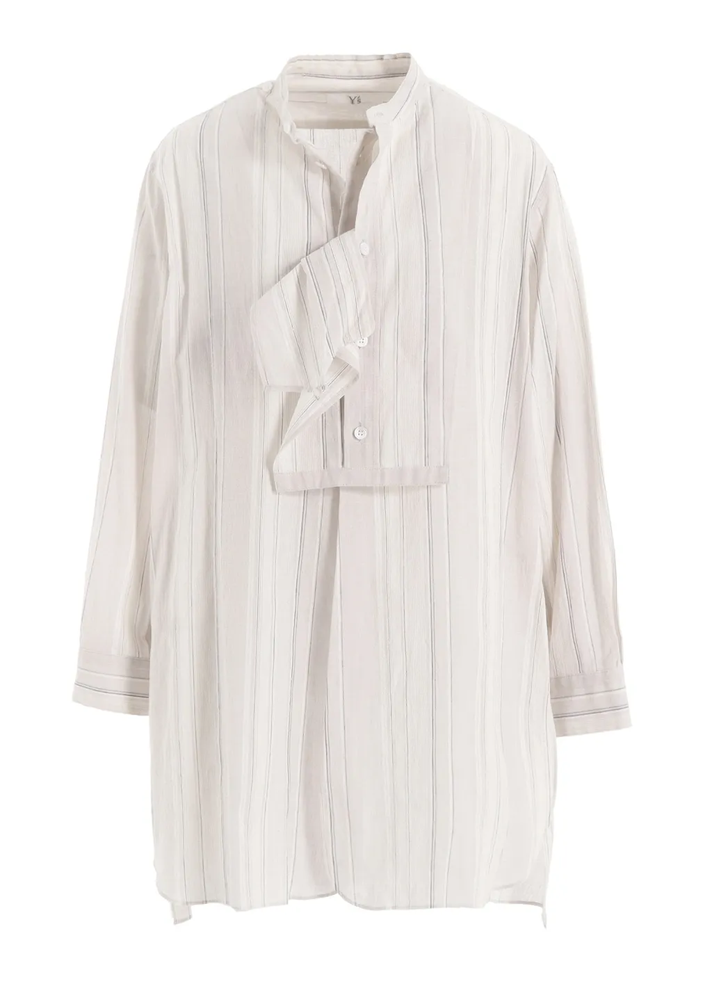 Stripe Shrink-Finish Front Cloth Blouse