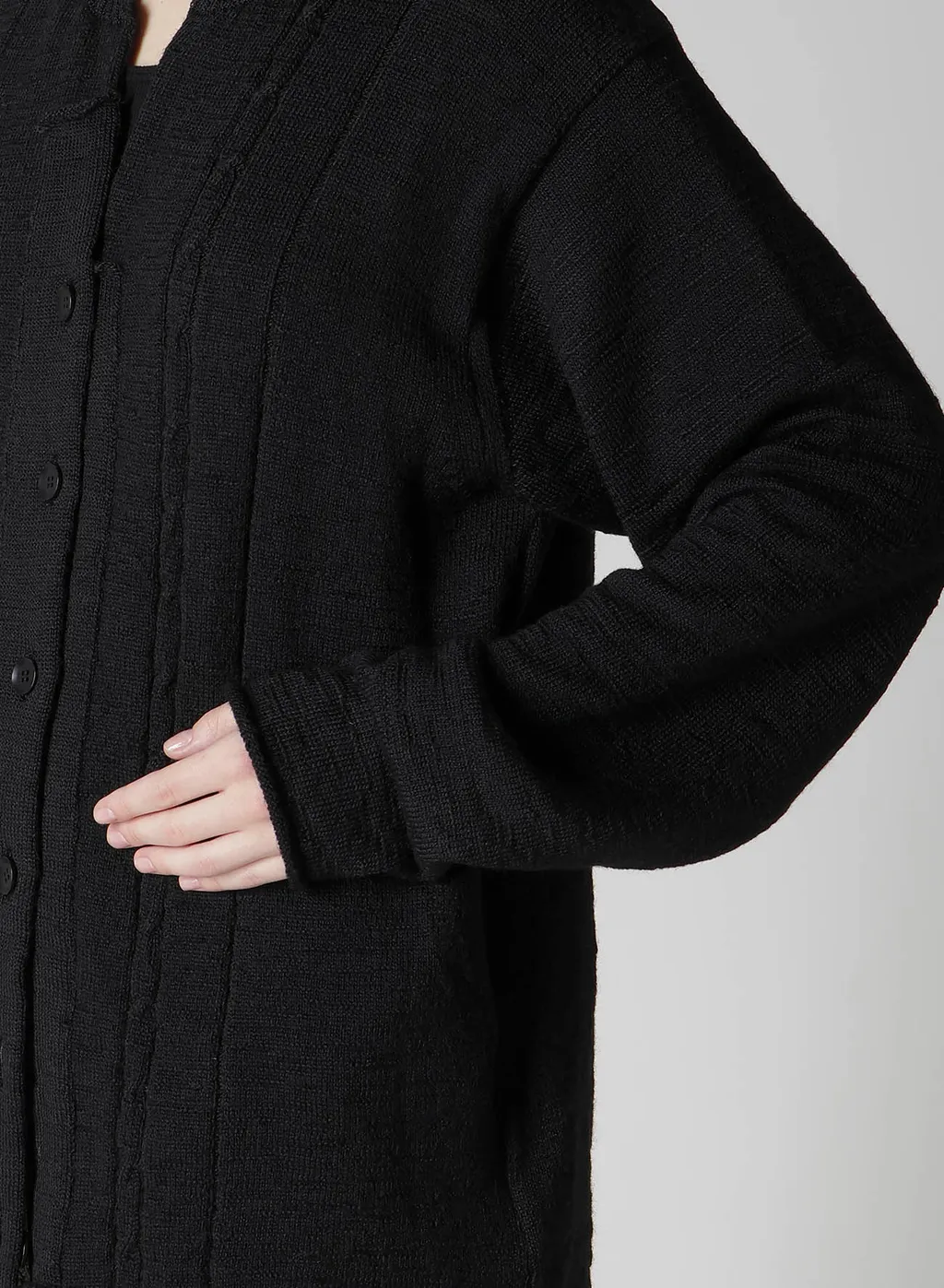 Slub Wool Design Knit Cardigan
