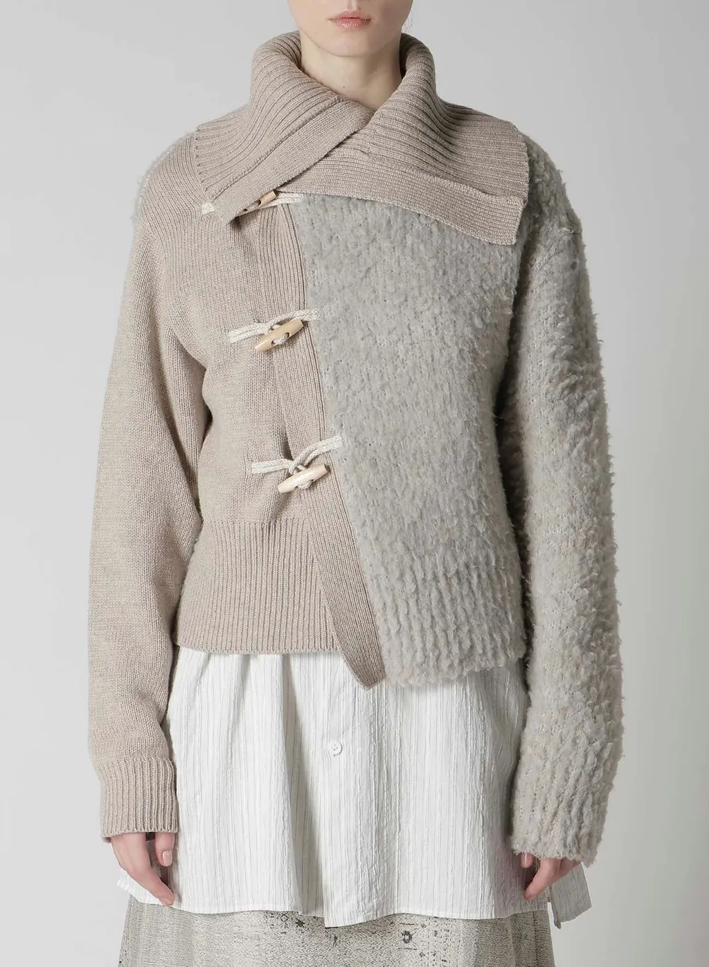 Toggle Button Asymmetric Cardigan
