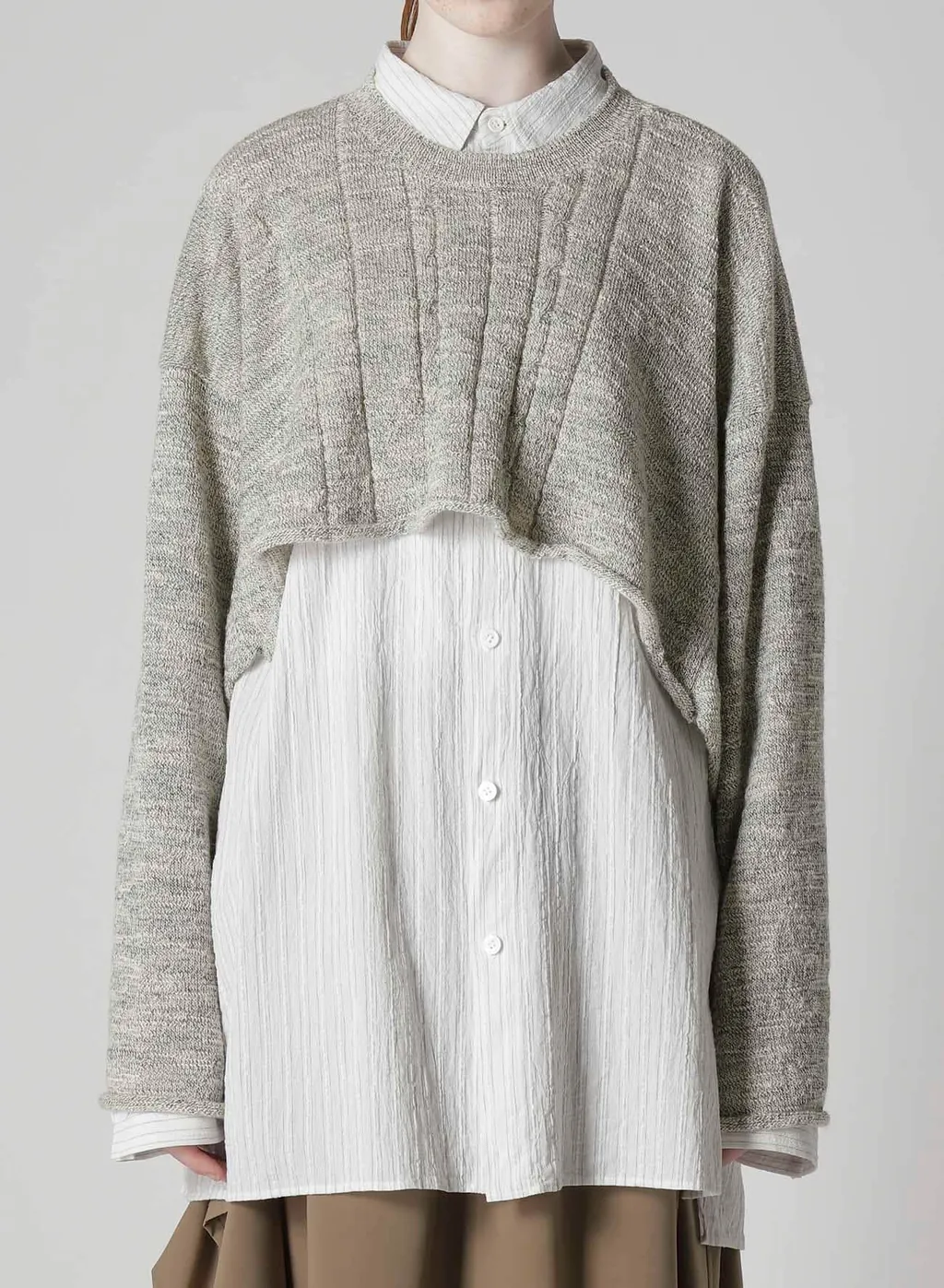 Slub Wool Design Knit Pullover