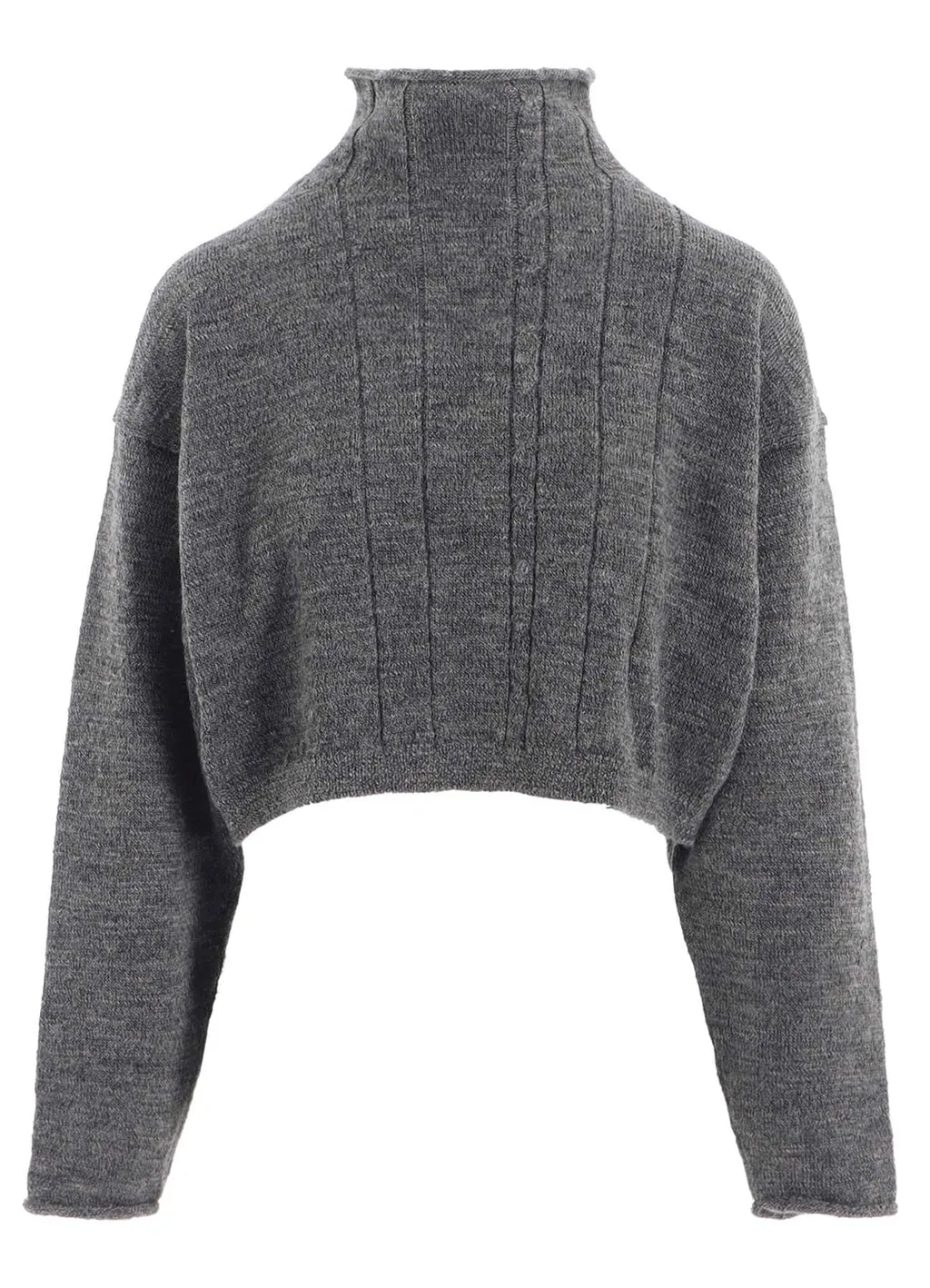 Slub Wool Design Knit Short Pullover