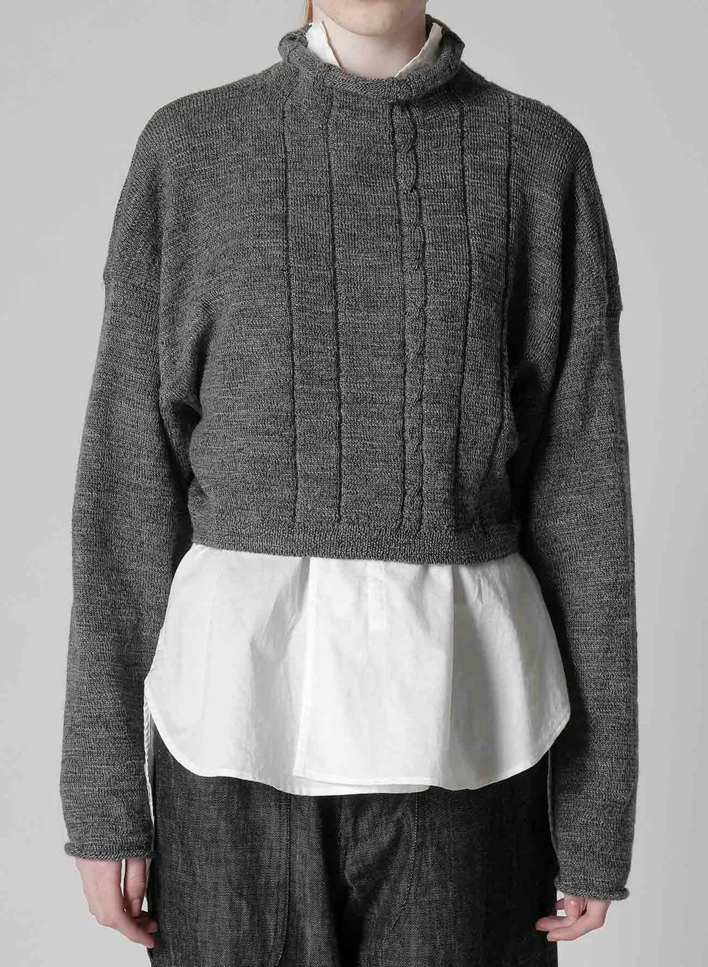 Slub Wool Design Knit Short Pullover