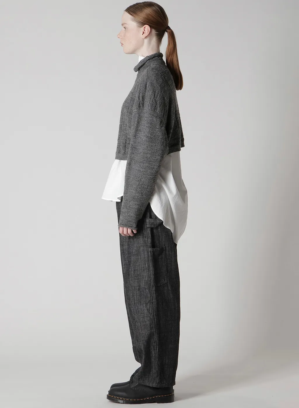 Slub Wool Design Knit Short Pullover