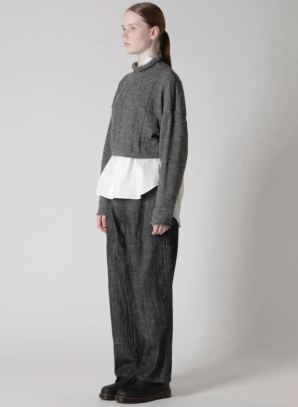 Slub Wool Design Knit Short Pullover