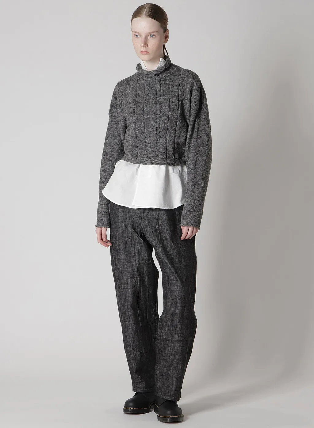 Slub Wool Design Knit Short Pullover