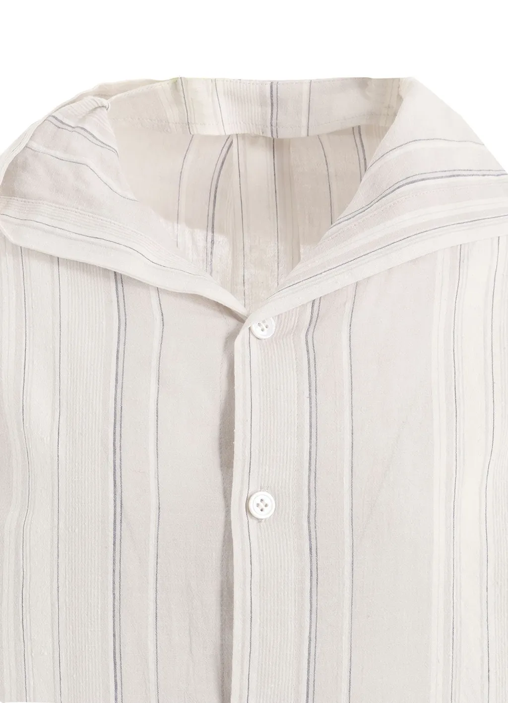 Stripe Shrink-Finish Sailor Collar Blouse
