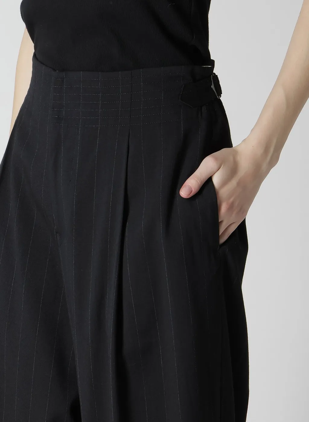 W/Ry Stripe Waist String Wide Pants