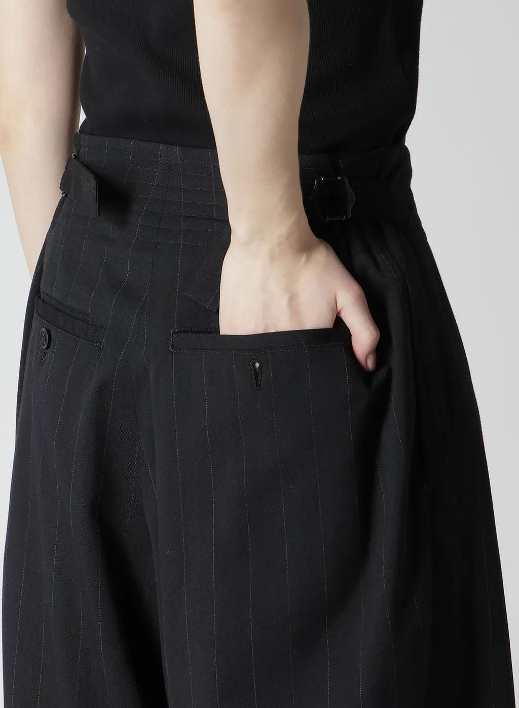 W/Ry Stripe Waist String Wide Pants