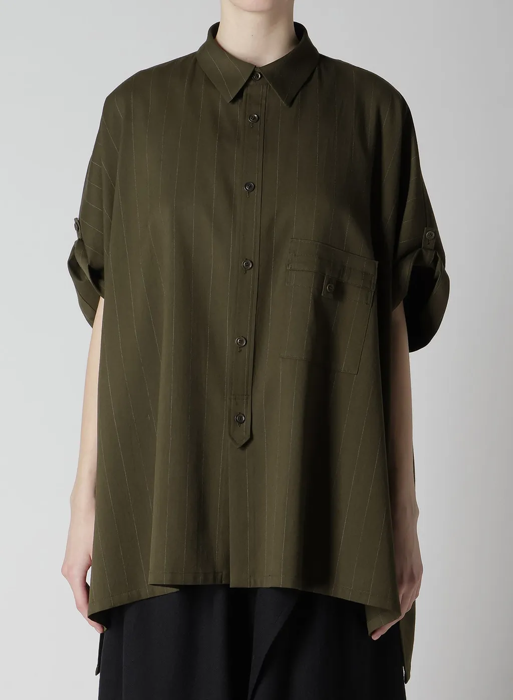 W/Ry Stripe Rolled Sleeve Blouse
