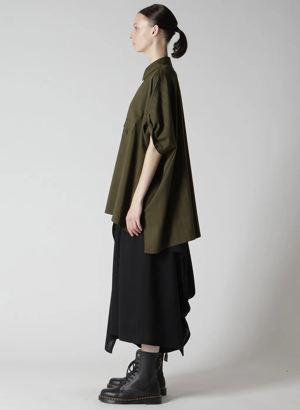 W/Ry Stripe Rolled Sleeve Blouse