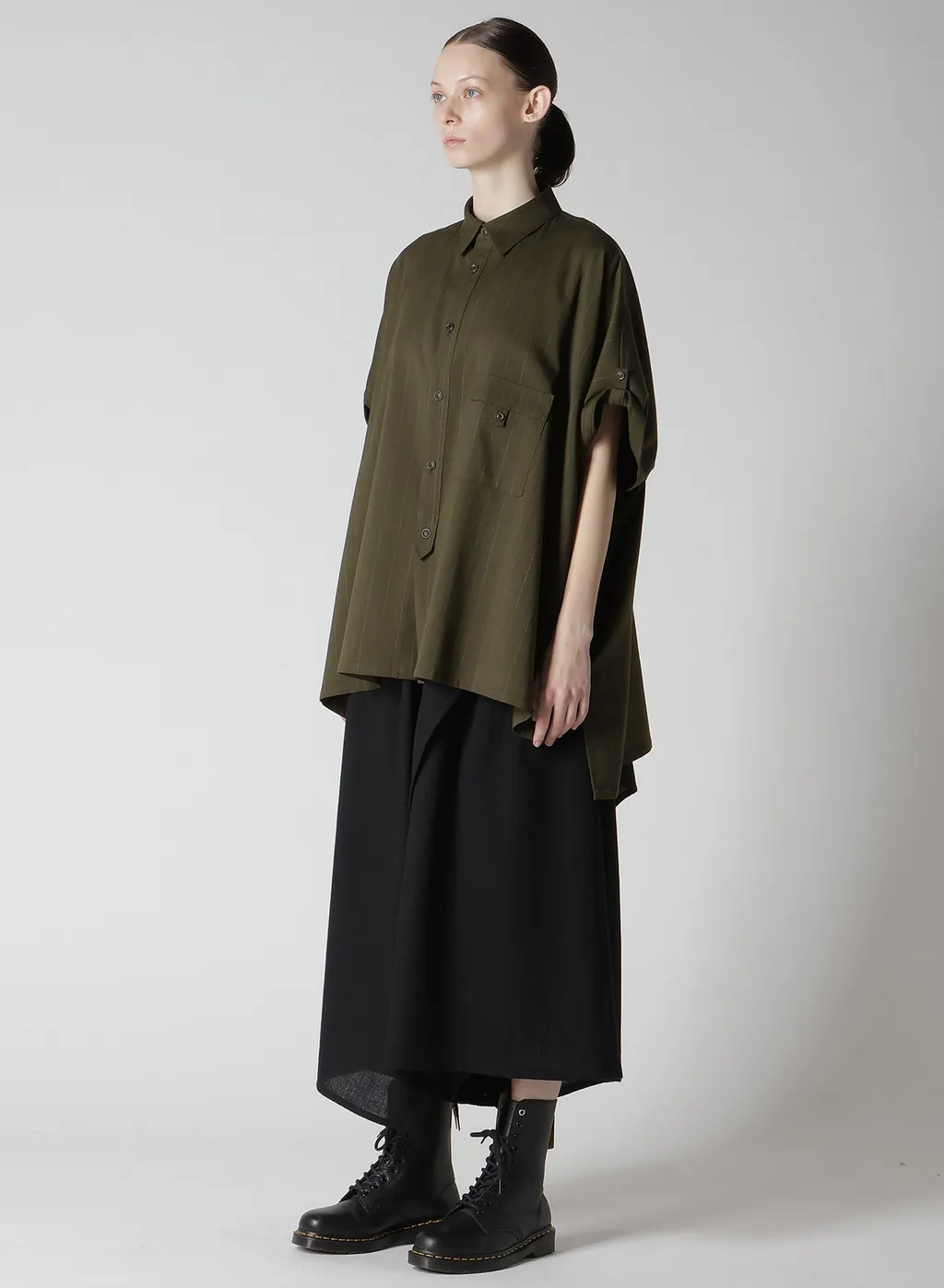 W/Ry Stripe Rolled Sleeve Blouse