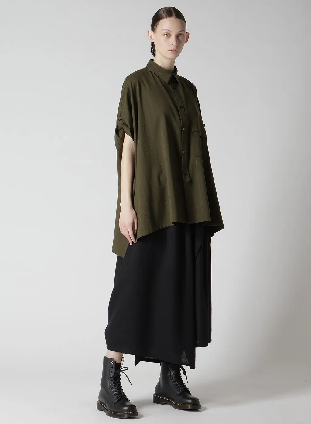 W/Ry Stripe Rolled Sleeve Blouse