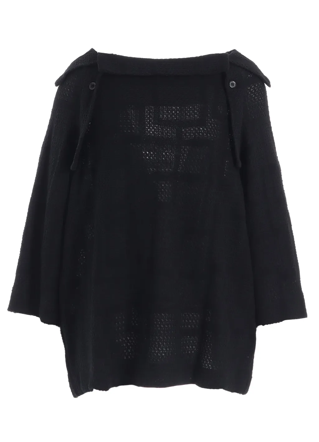 Geometric Sheer Collared Raglan Pullover