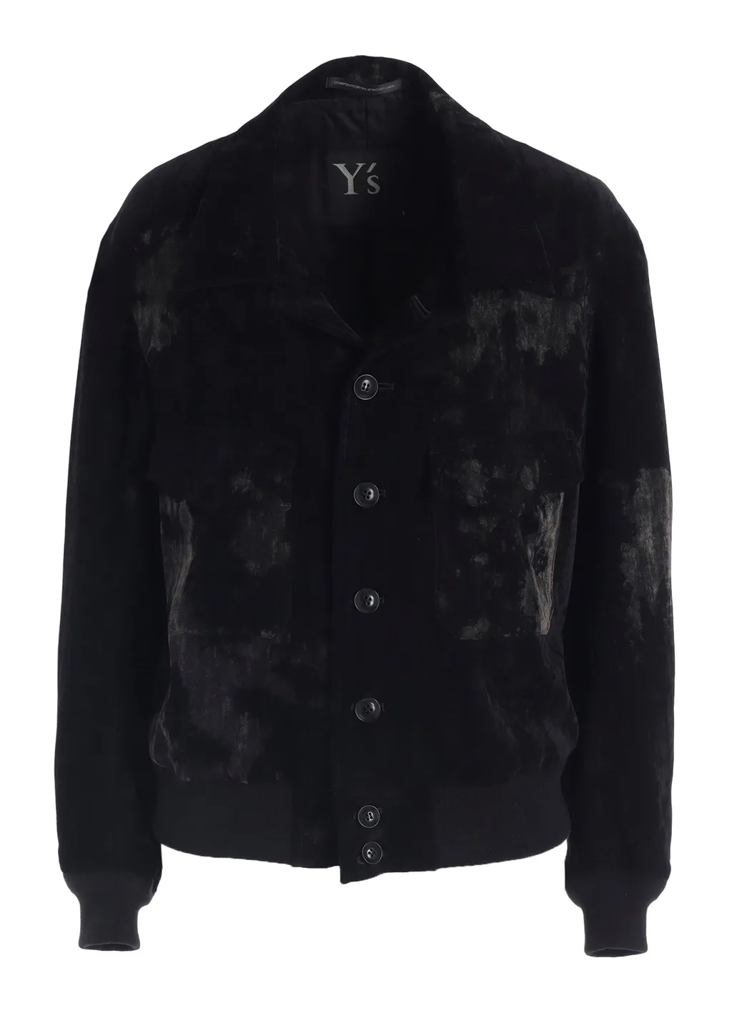 Discharge-Printed Velvet Shirt-Collar Blouson