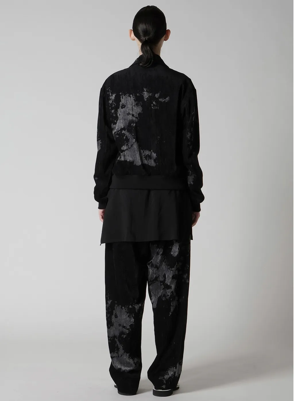 Discharge-Printed Velvet Shirt-Collar Blouson