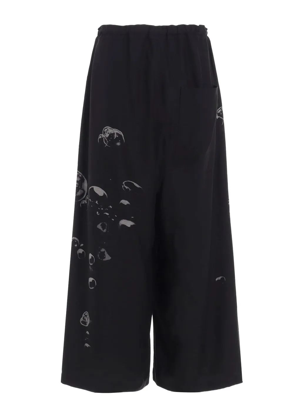 Angel-Print Dungaree Twill Front Plated Wide Pants