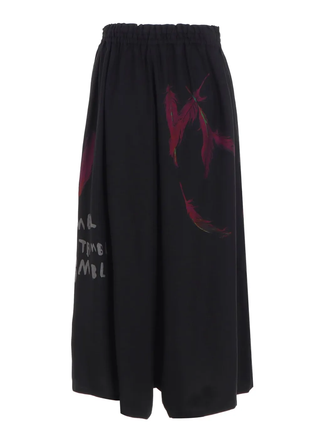 Angel-Print Dungaree Twill Gathered Pants