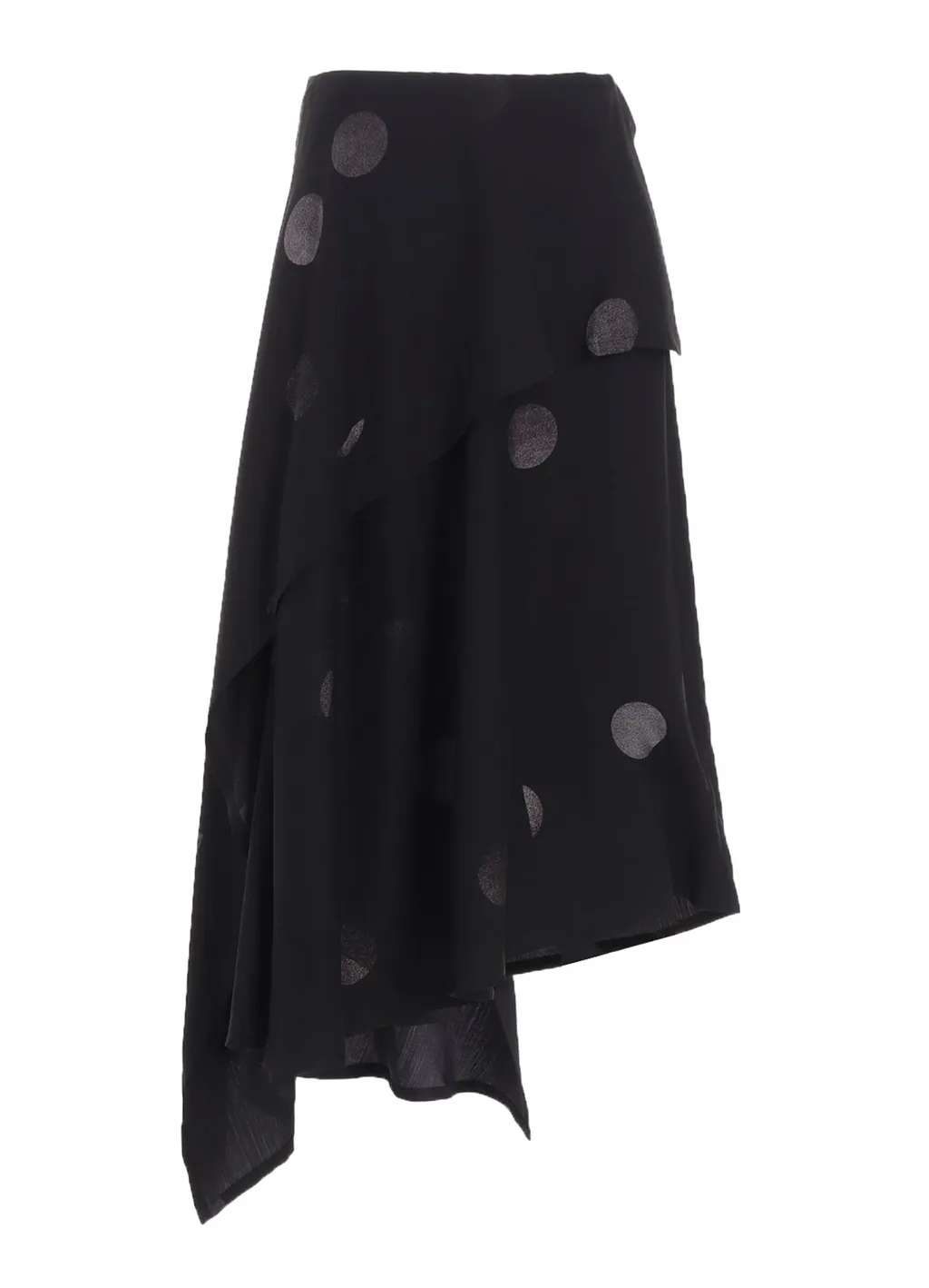 Butterfly-Print Dungaree Twill Asymmetric Midi Skirt