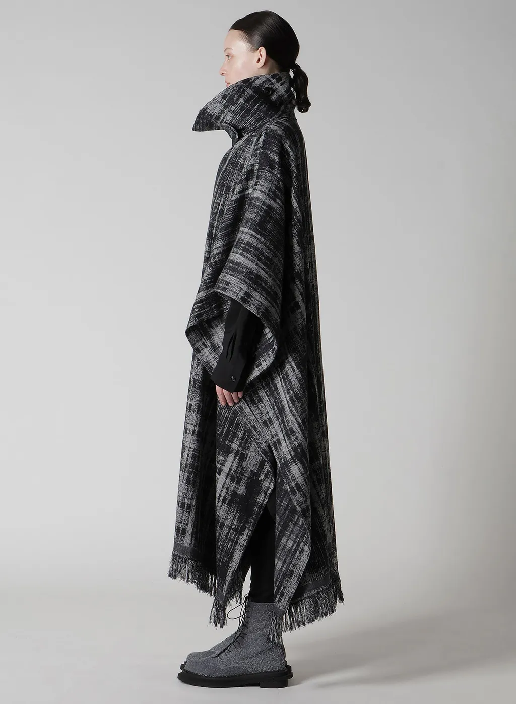 Faded Plaid Jacquard Cloak