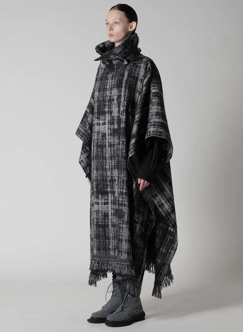 Faded Plaid Jacquard Cloak