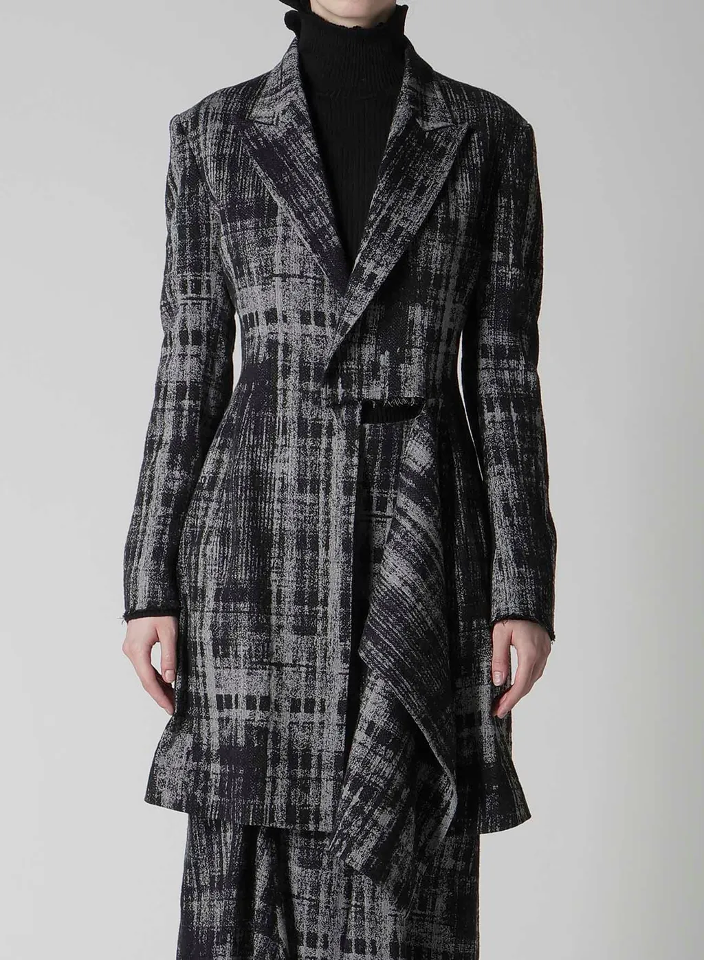 Faded Plaid Jacquard Left Front Cloth Jacket