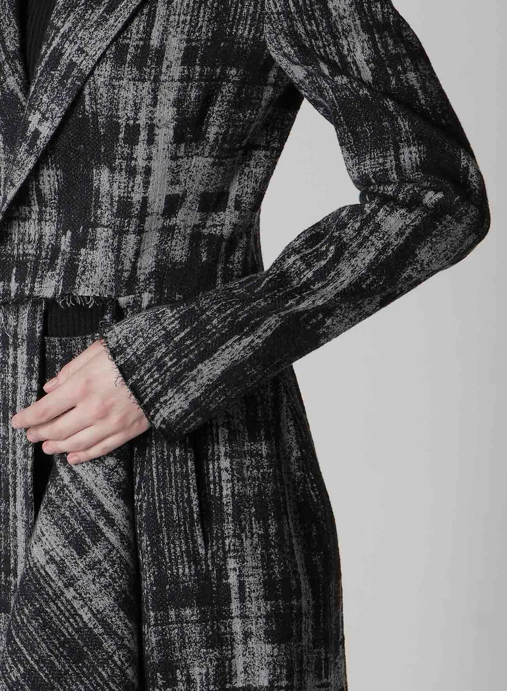 Faded Plaid Jacquard Left Front Cloth Jacket