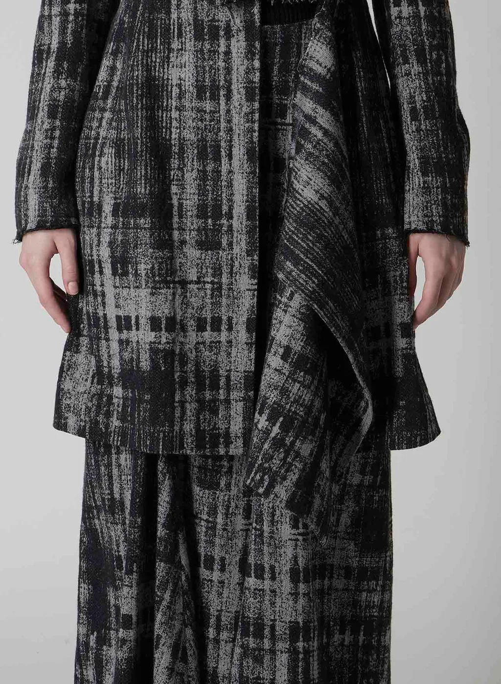 Faded Plaid Jacquard Left Front Cloth Jacket