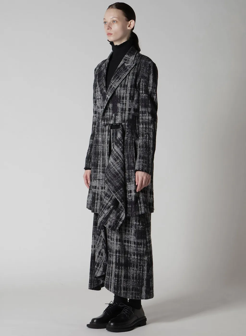 Faded Plaid Jacquard Left Front Cloth Jacket