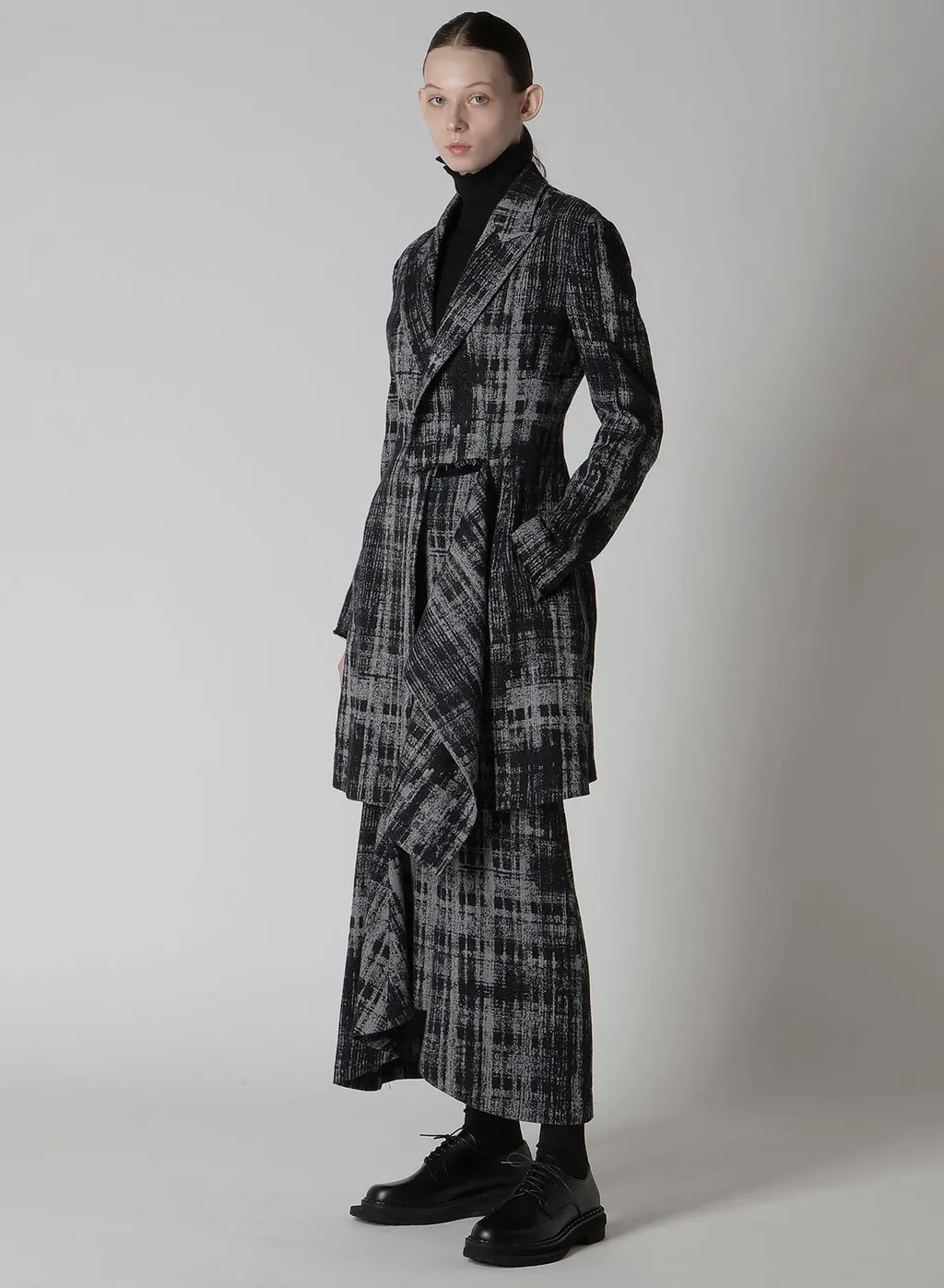 Faded Plaid Jacquard Left Front Cloth Jacket