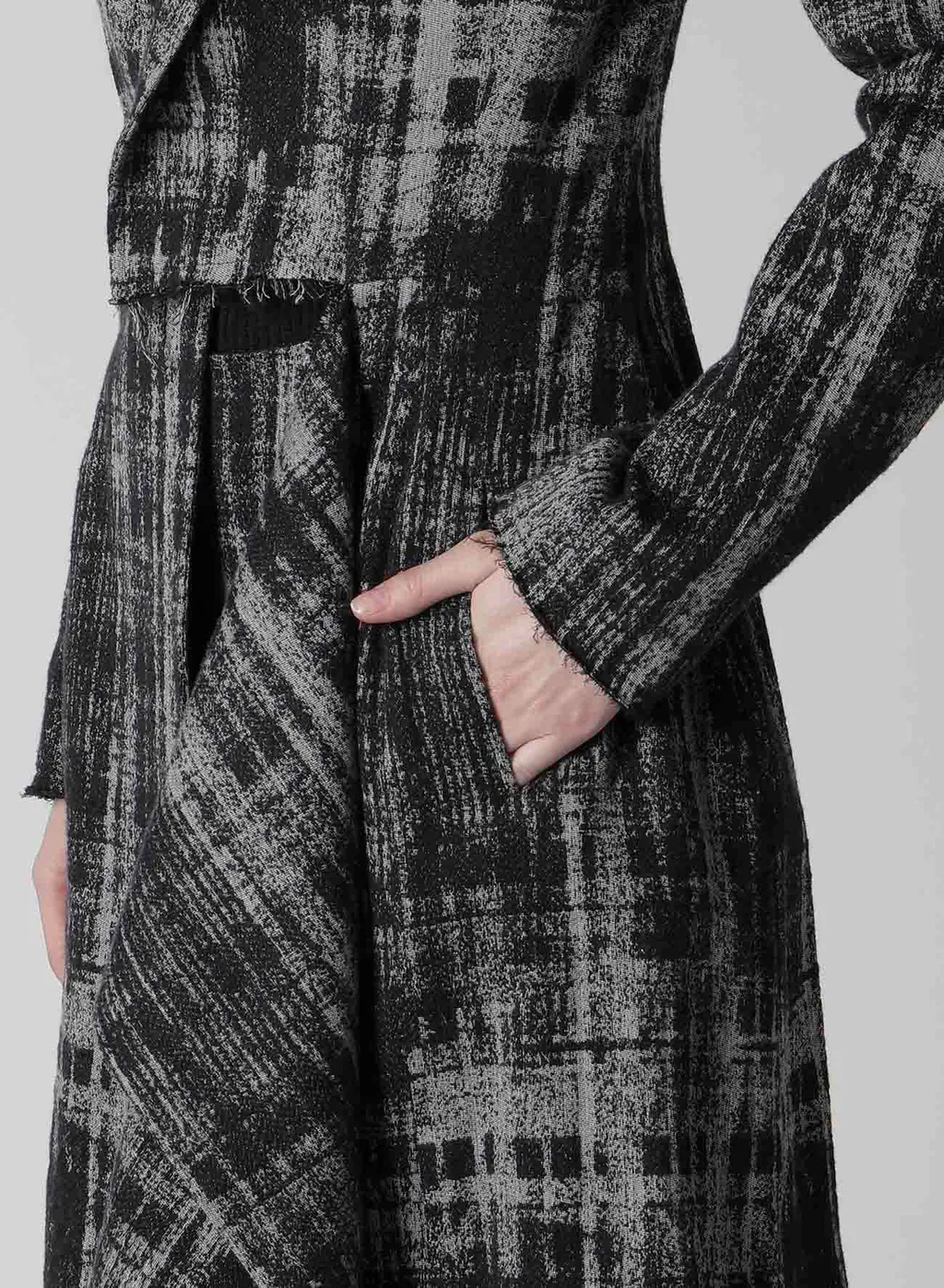 Faded Plaid Jacquard Left Front Cloth Jacket