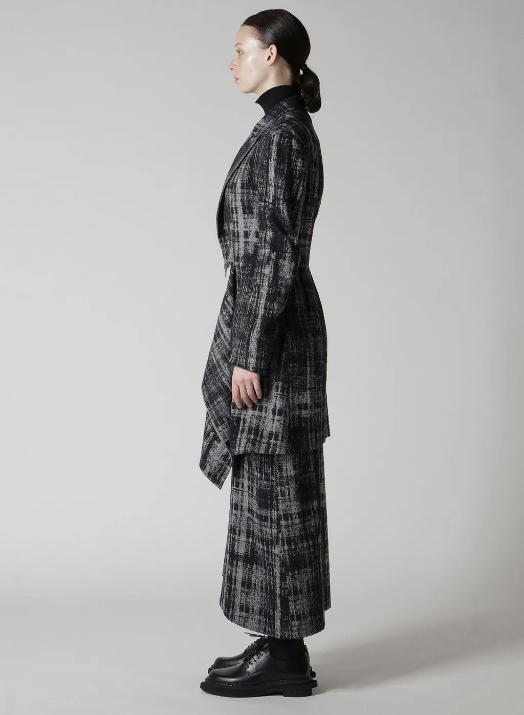 Faded Plaid Jacquard Left Front Cloth Jacket
