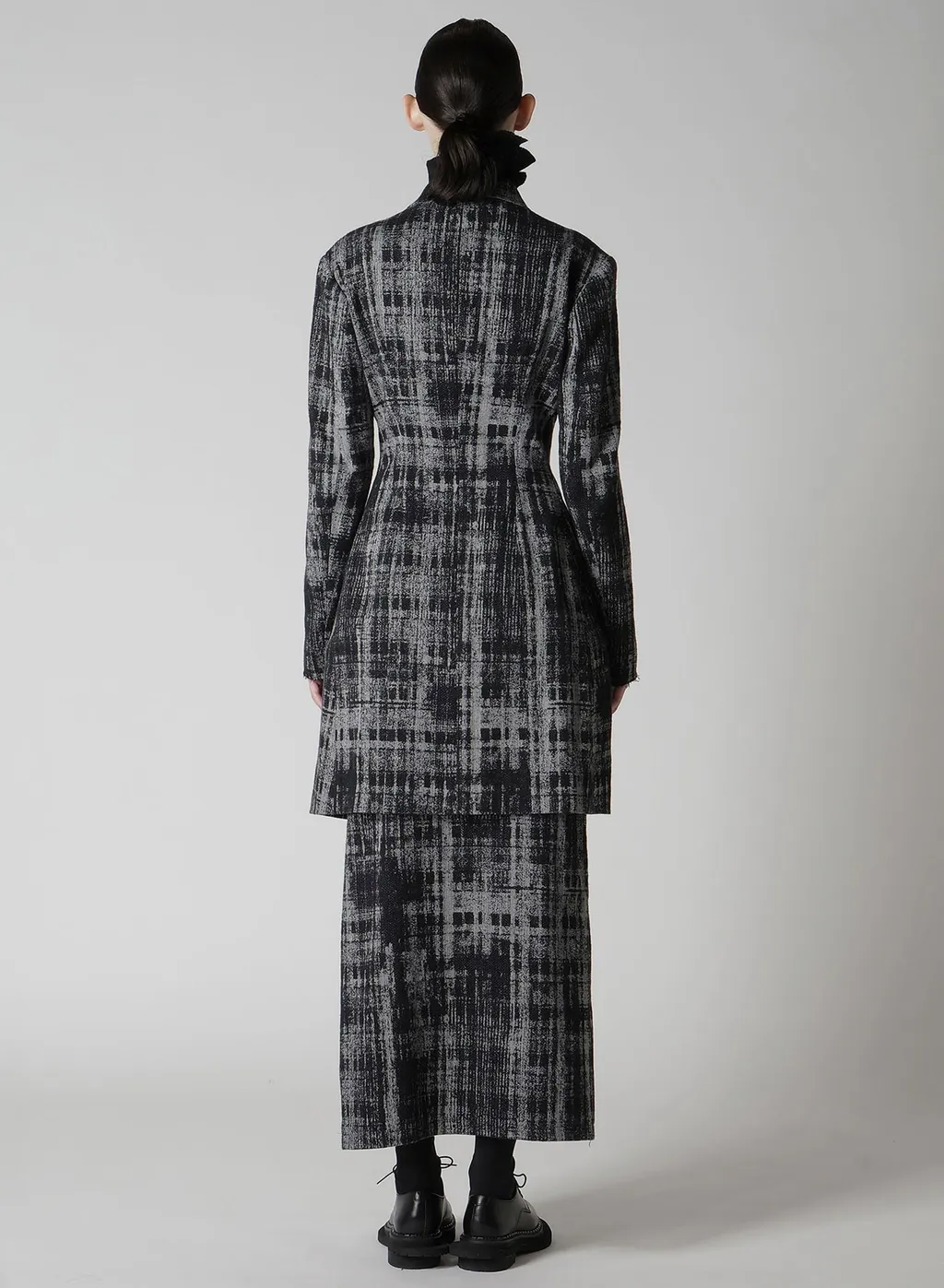 Faded Plaid Jacquard Left Front Cloth Jacket
