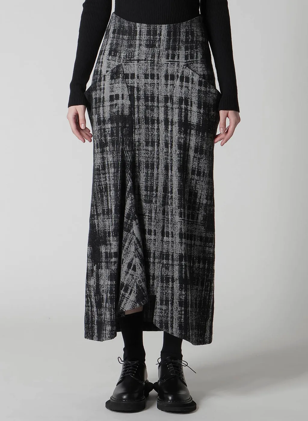 Faded Plaid Jacquard Drop Skirt