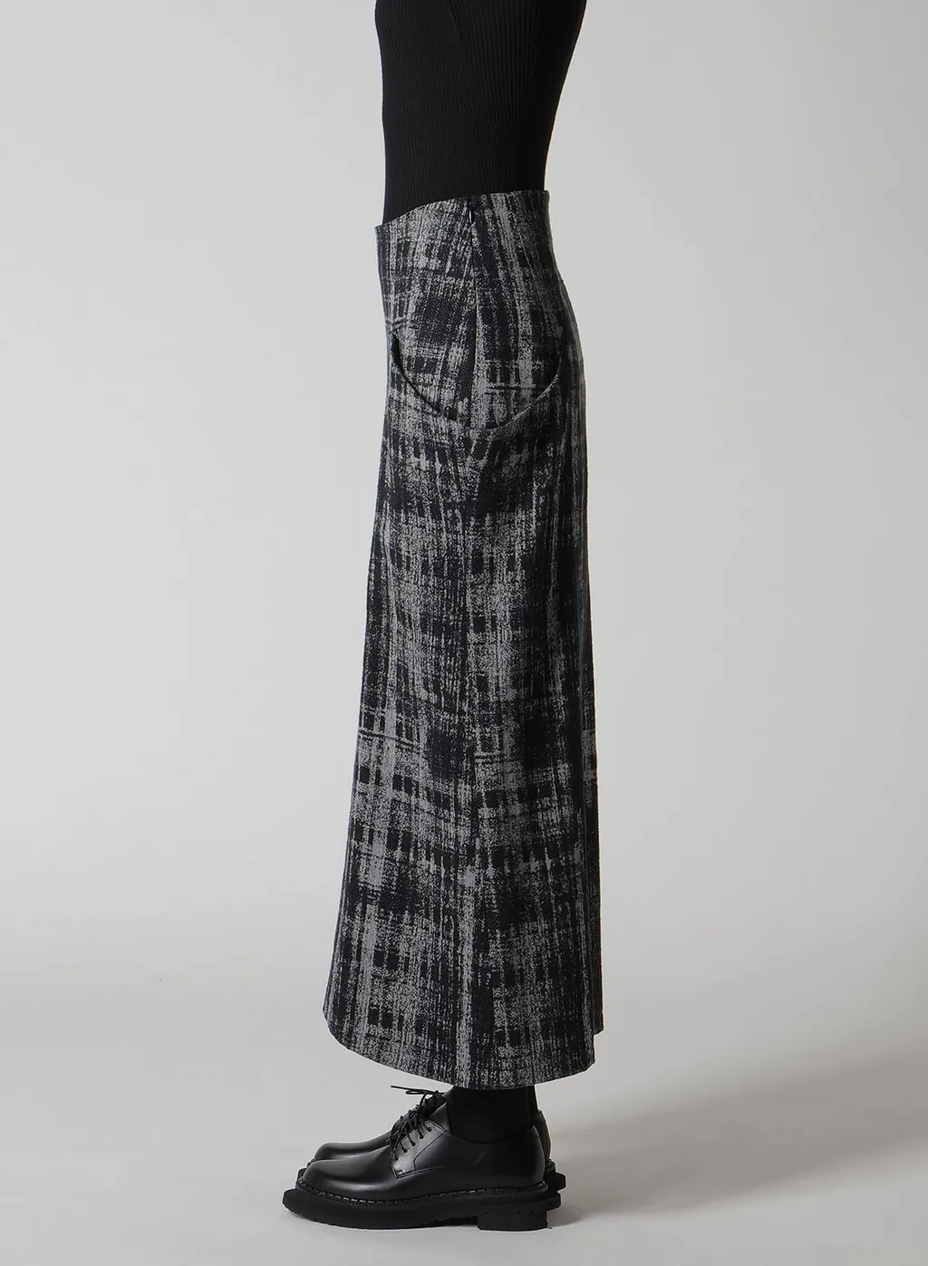 Faded Plaid Jacquard Drop Skirt