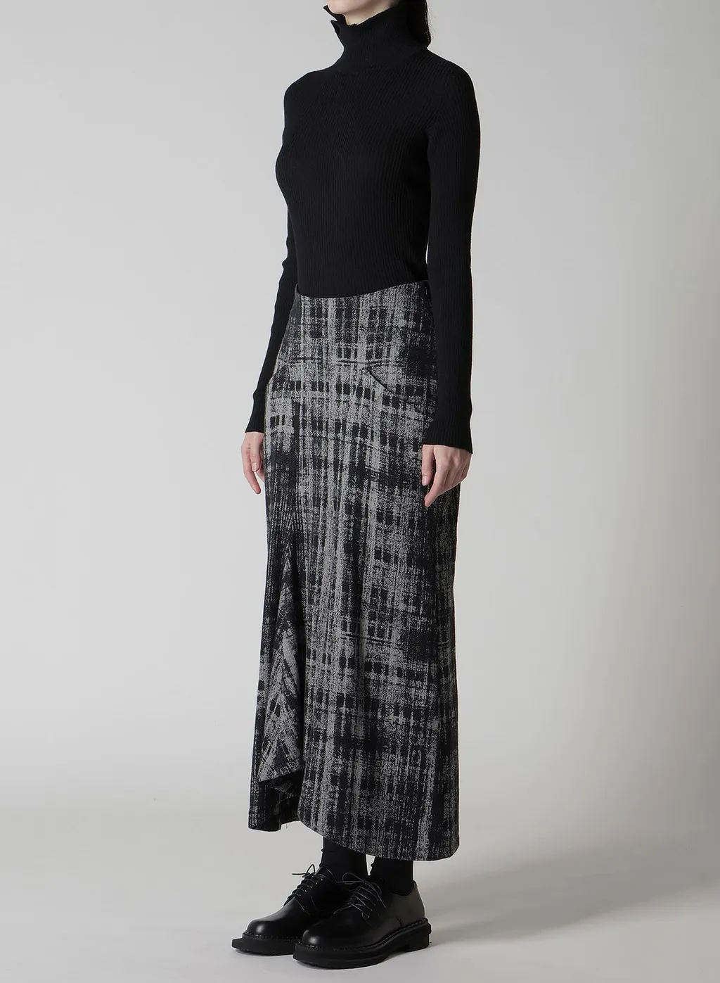 Faded Plaid Jacquard Drop Skirt