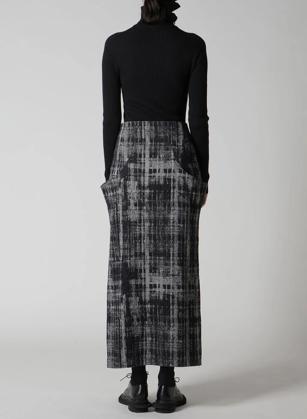 Faded Plaid Jacquard Drop Skirt