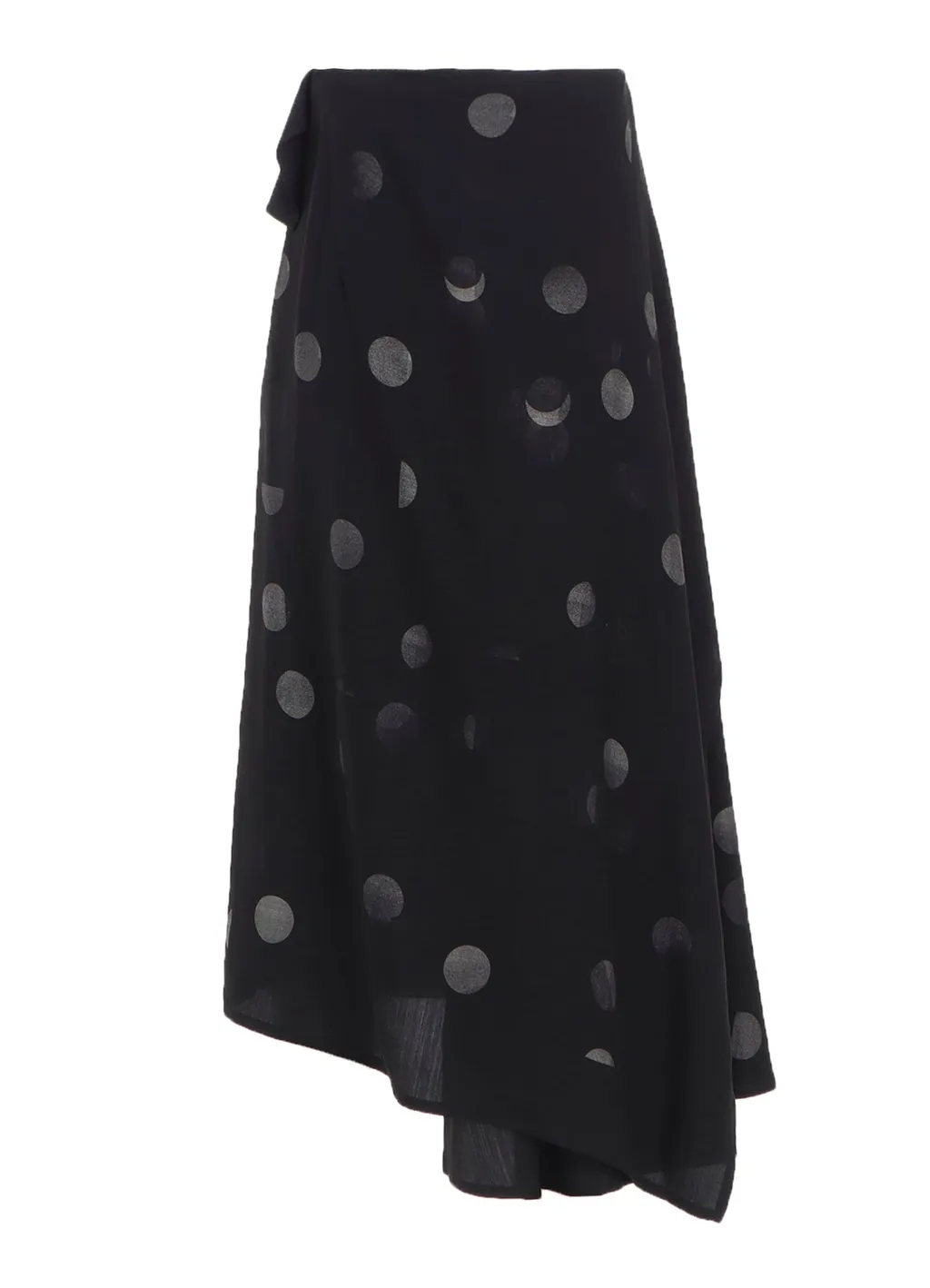 Butterfly-Print Dungaree Twill Asymmetric Long Skirt