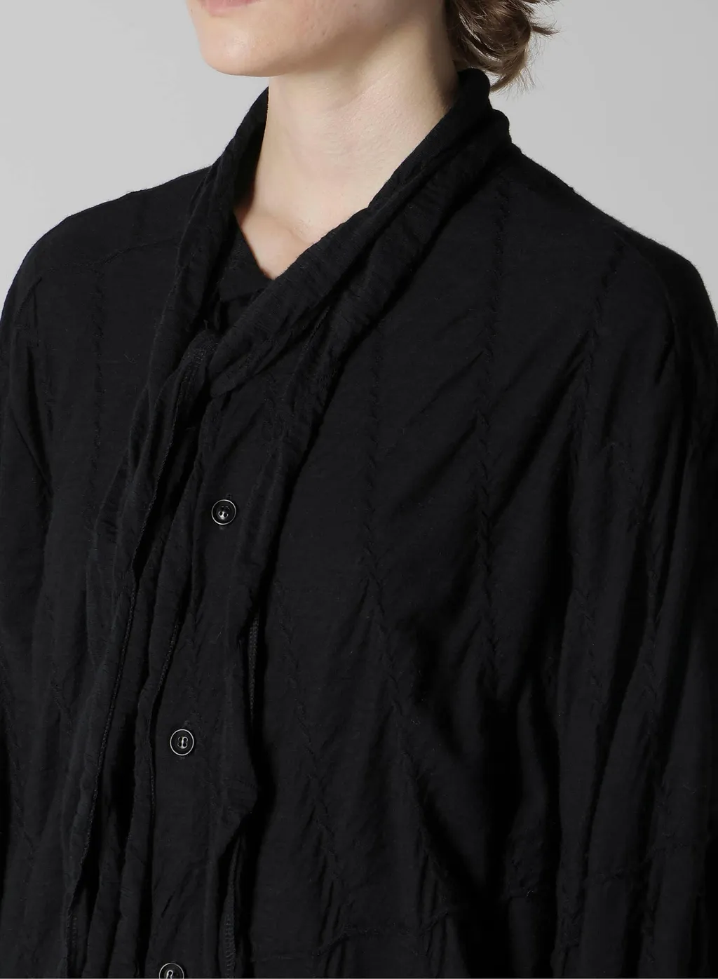 Diagonal Cable Jq Bow Tie Blouse T