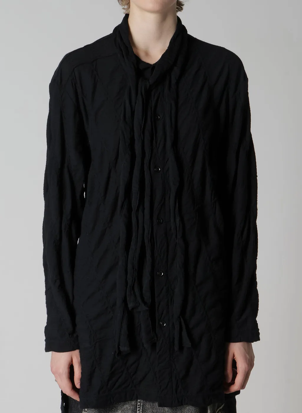 Diagonal Cable Jq Bow Tie Blouse T