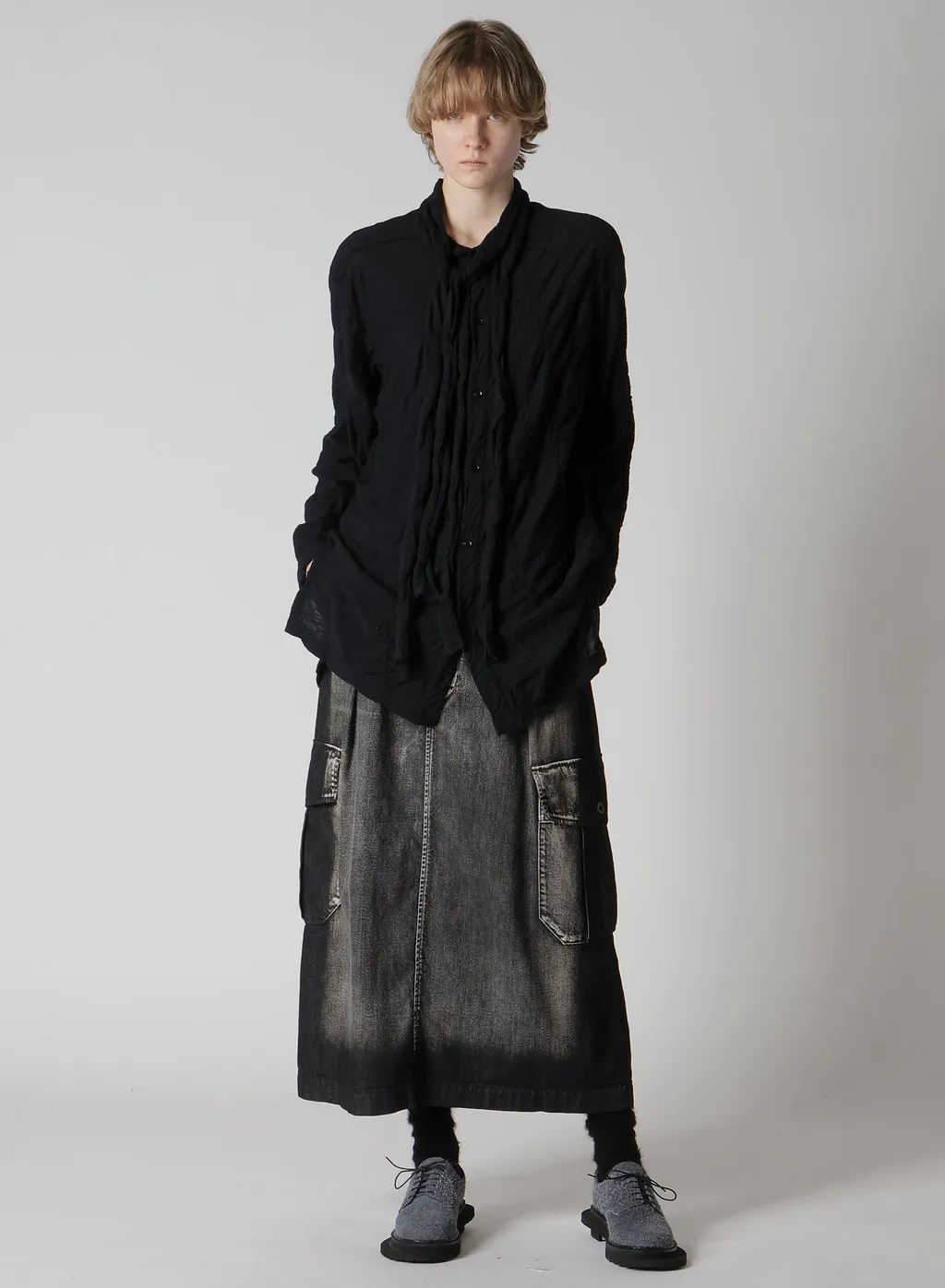 Diagonal Cable Jq Bow Tie Blouse T