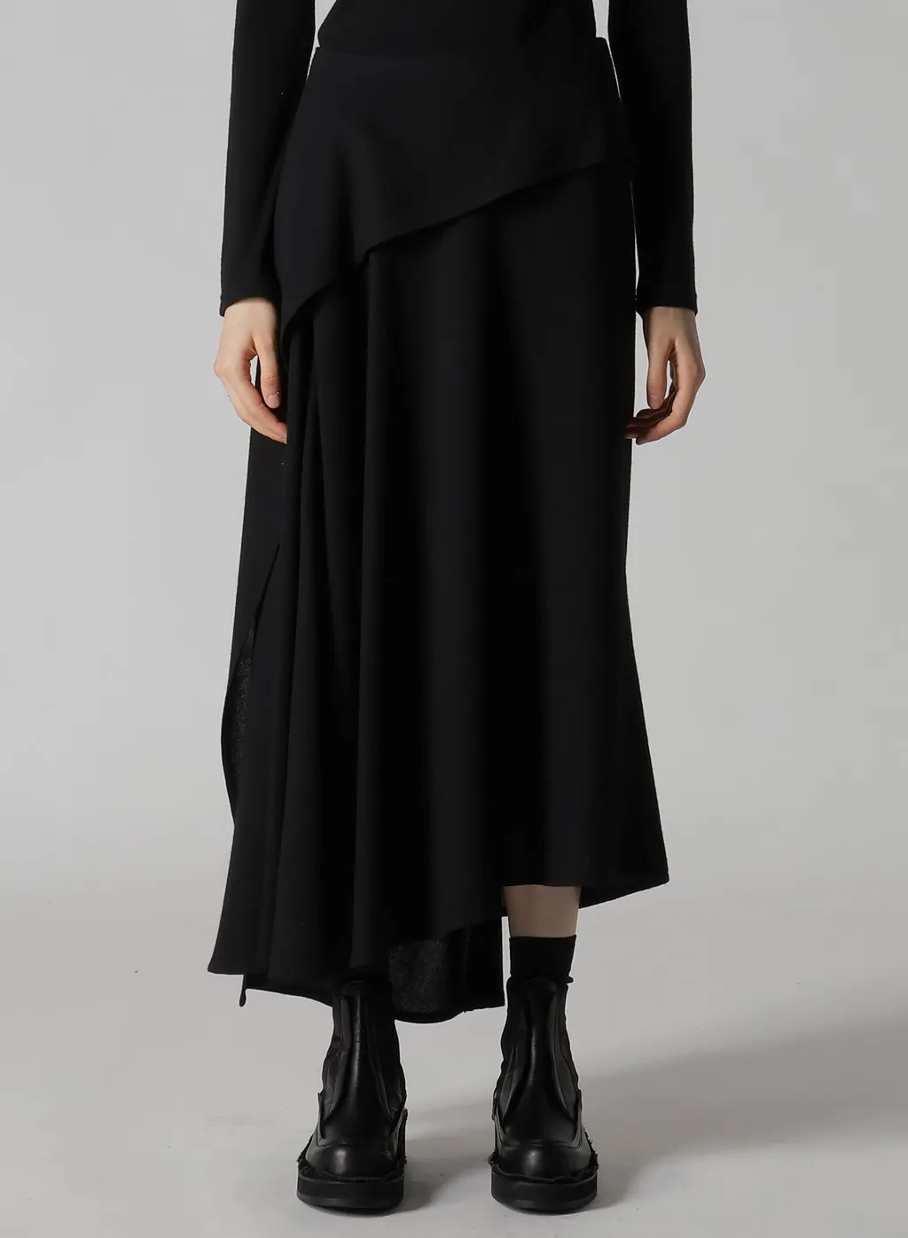 W/Ry Washer Processed Gauze Asymmetric Skirt